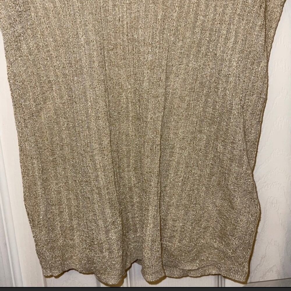 Express Metallic Ruffle Gold Ribbed Semi Sheer lightweight Sweater size Medium - Picture 5 of 8